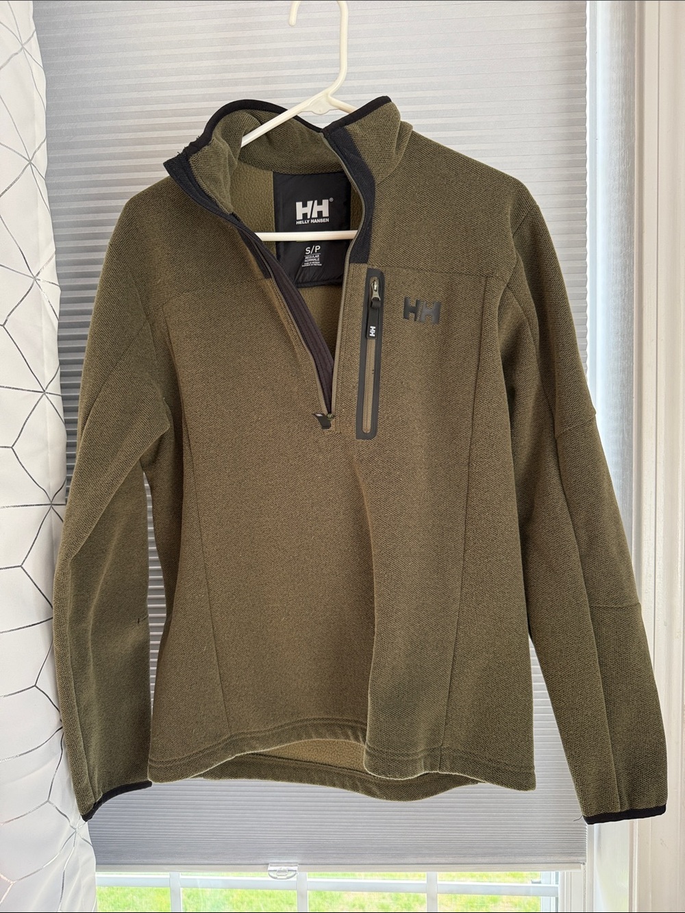 Helly Hansen Men's Olive Zip-Neck Fleece Pullover